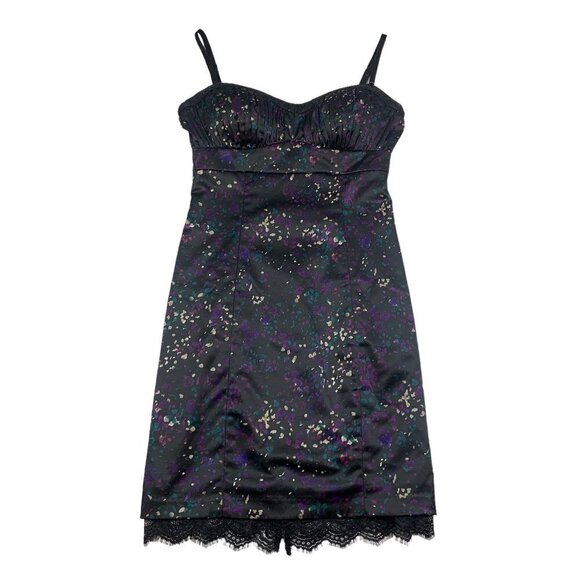 Guess Y2K Stretch Multicolor Lace/Satin Spaghetti Strap Dress Women's Size 6 - Picture 1 of 7